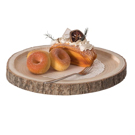 Vintiquewise Natural Wooden Bark Round Slice 14 inch Tray, Rustic Table Charger Centerpiece QI004388.14